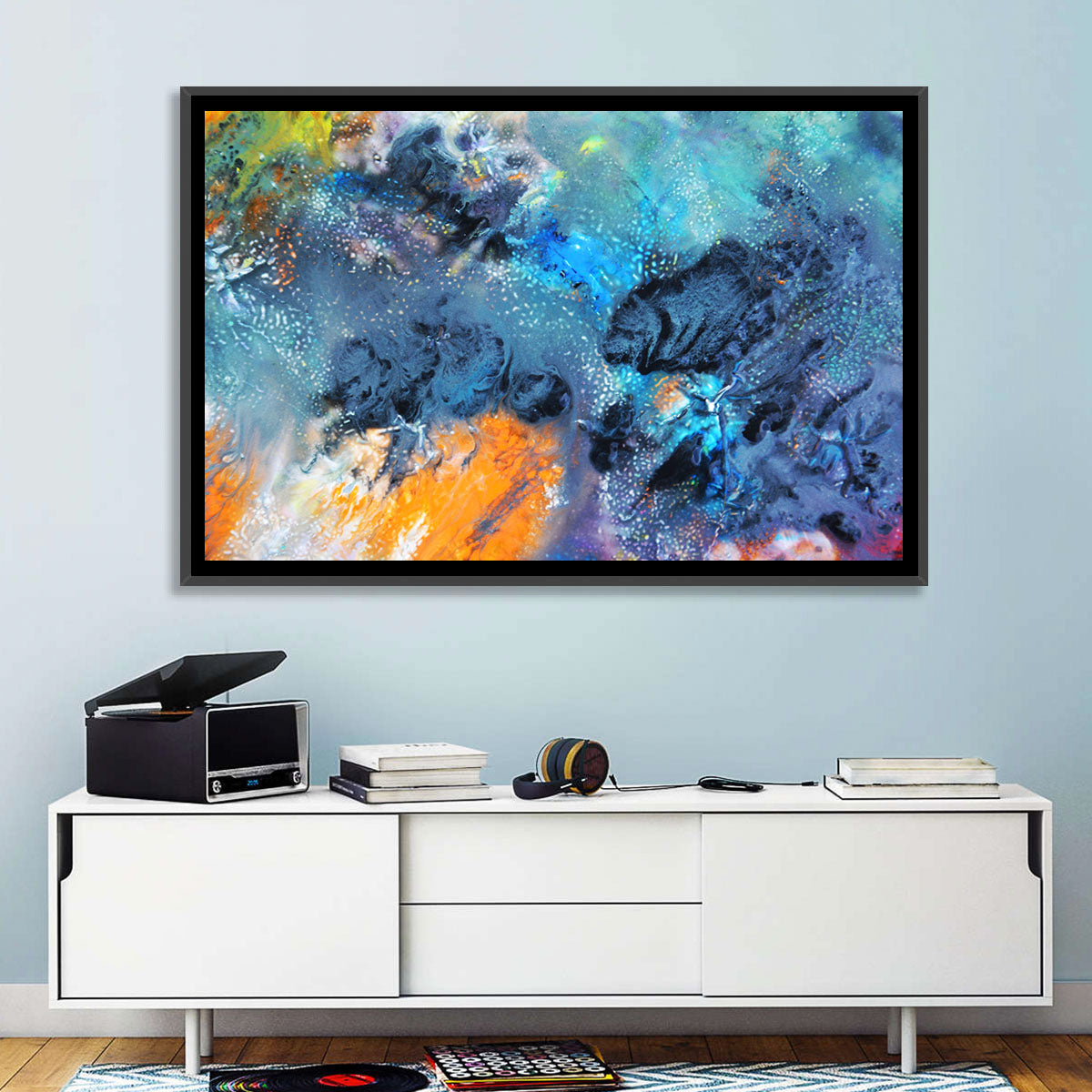 Vivid Icy Nebula Abstract Wall Art