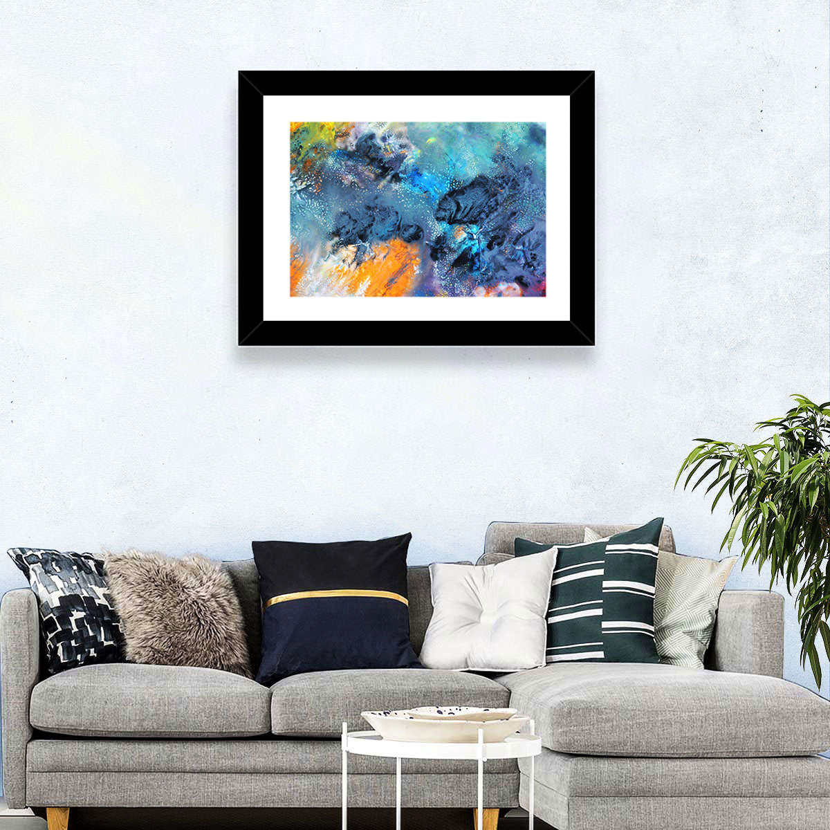Vivid Icy Nebula Abstract Wall Art