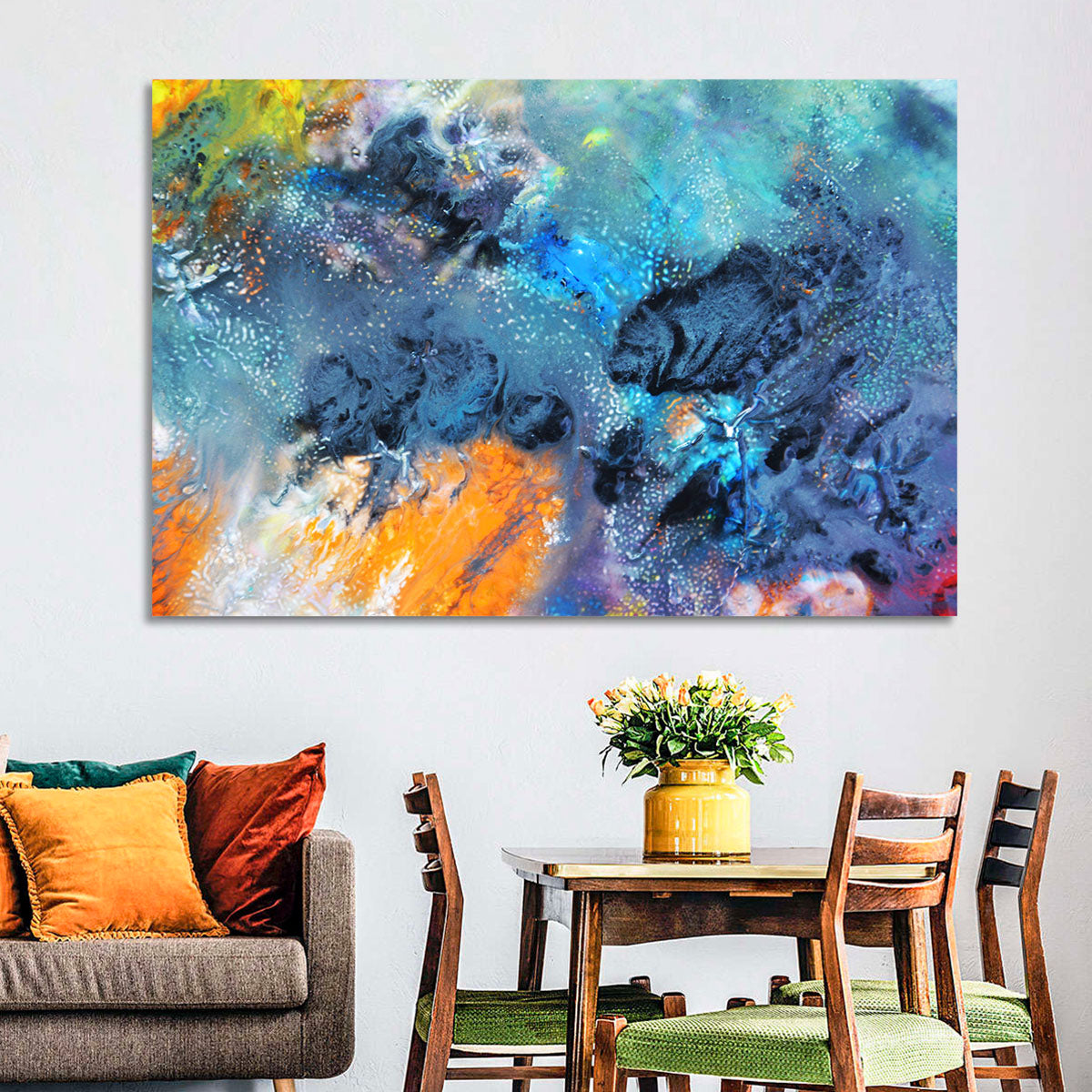 Vivid Icy Nebula Abstract Wall Art