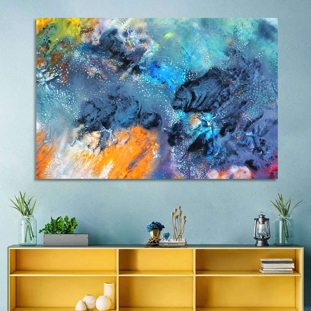 Vivid Icy Nebula Abstract Wall Art