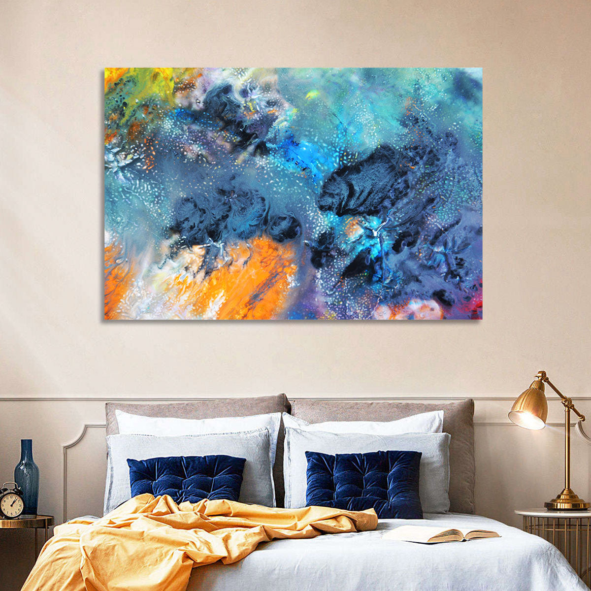 Vivid Icy Nebula Abstract Wall Art