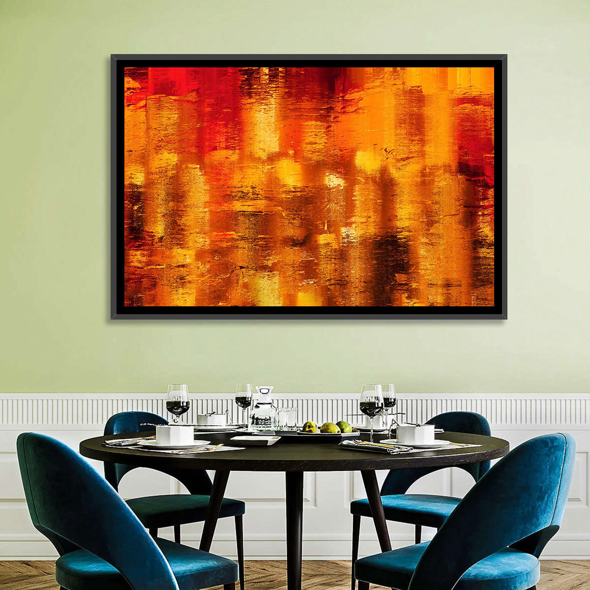 Golden Parallel Lines Abstract Wall Art