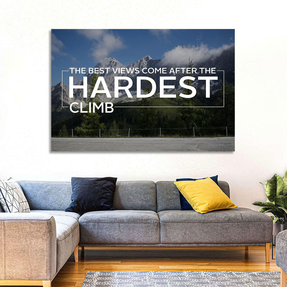 Snow Capped Peaks with Motivational Quote Wall Art
