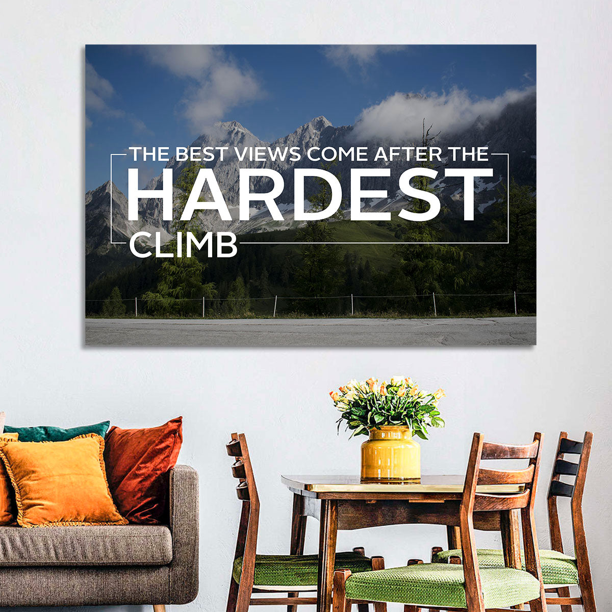 Snow Capped Peaks with Motivational Quote Wall Art