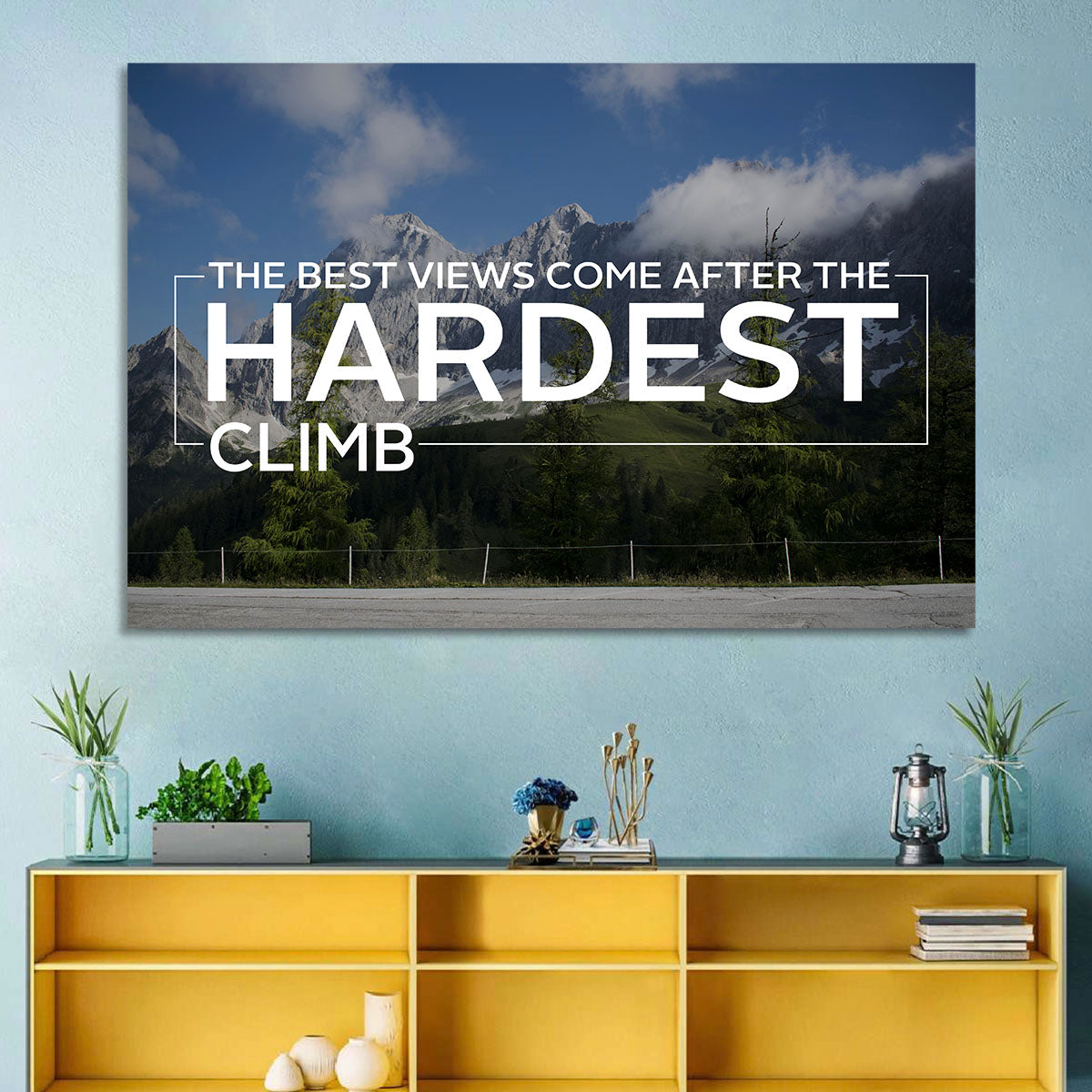 Snow Capped Peaks with Motivational Quote Wall Art