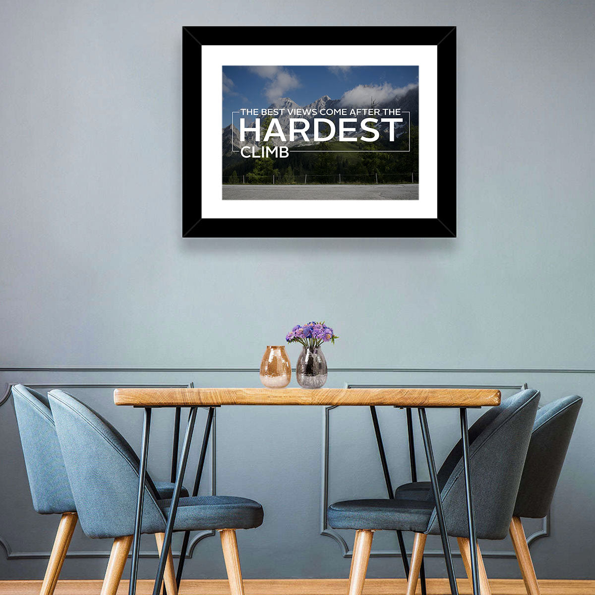 Snow Capped Peaks with Motivational Quote Wall Art