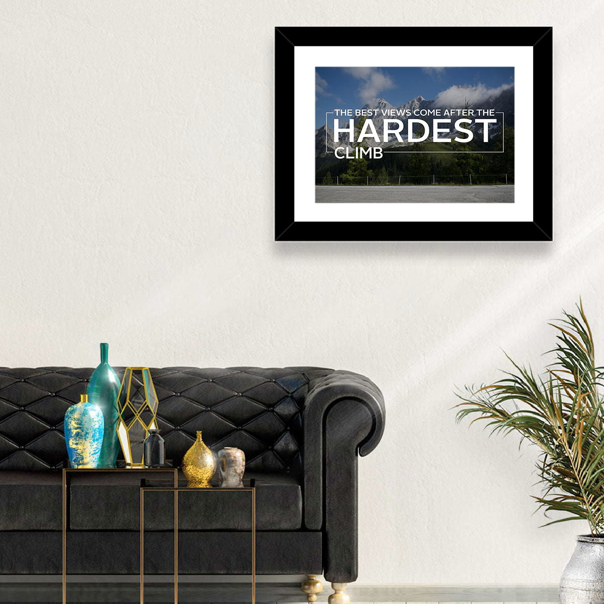 Snow Capped Peaks with Motivational Quote Wall Art