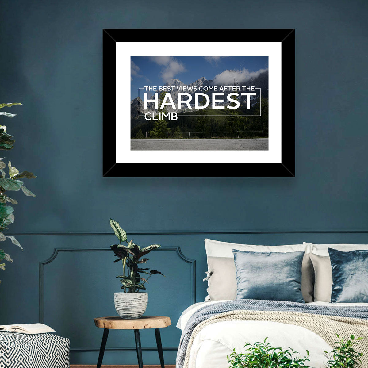 Snow Capped Peaks with Motivational Quote Wall Art