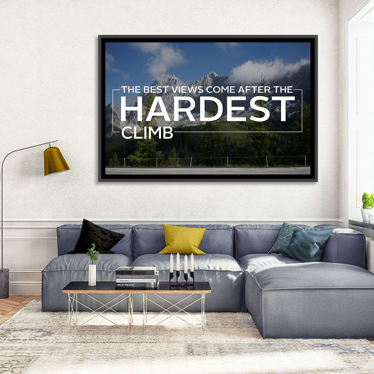 Snow Capped Peaks with Motivational Quote Wall Art