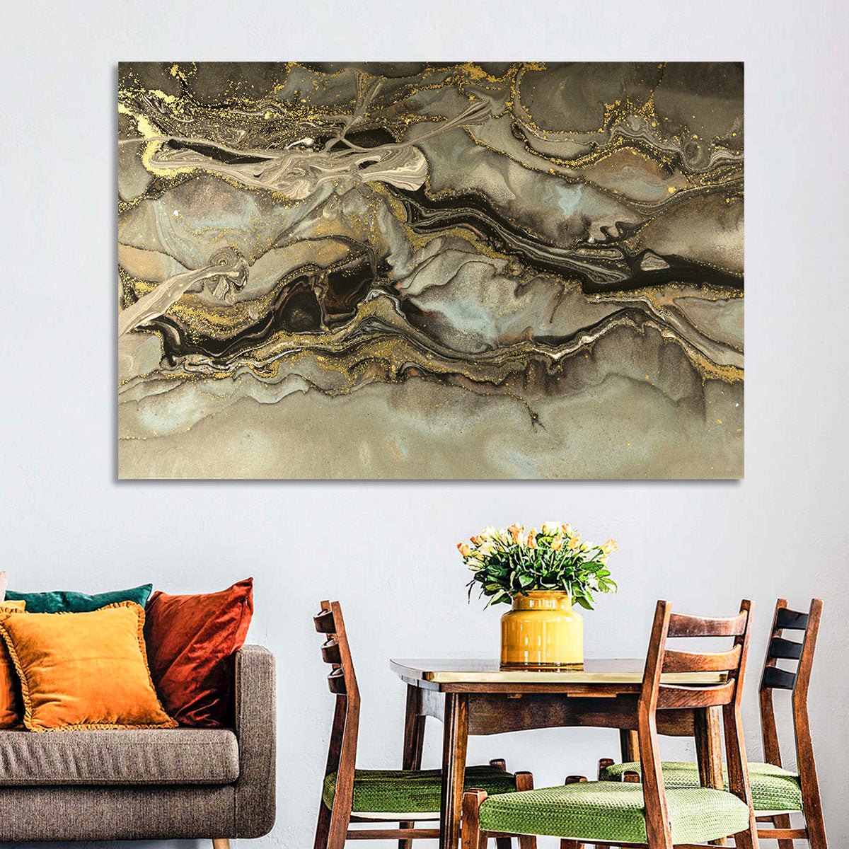 Golden Marbled Texture Wall Art