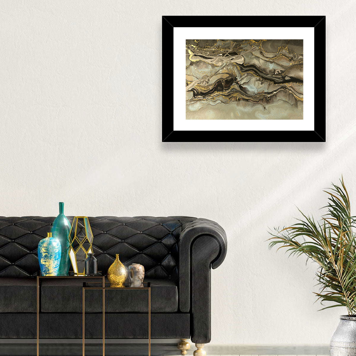 Golden Marbled Texture Wall Art