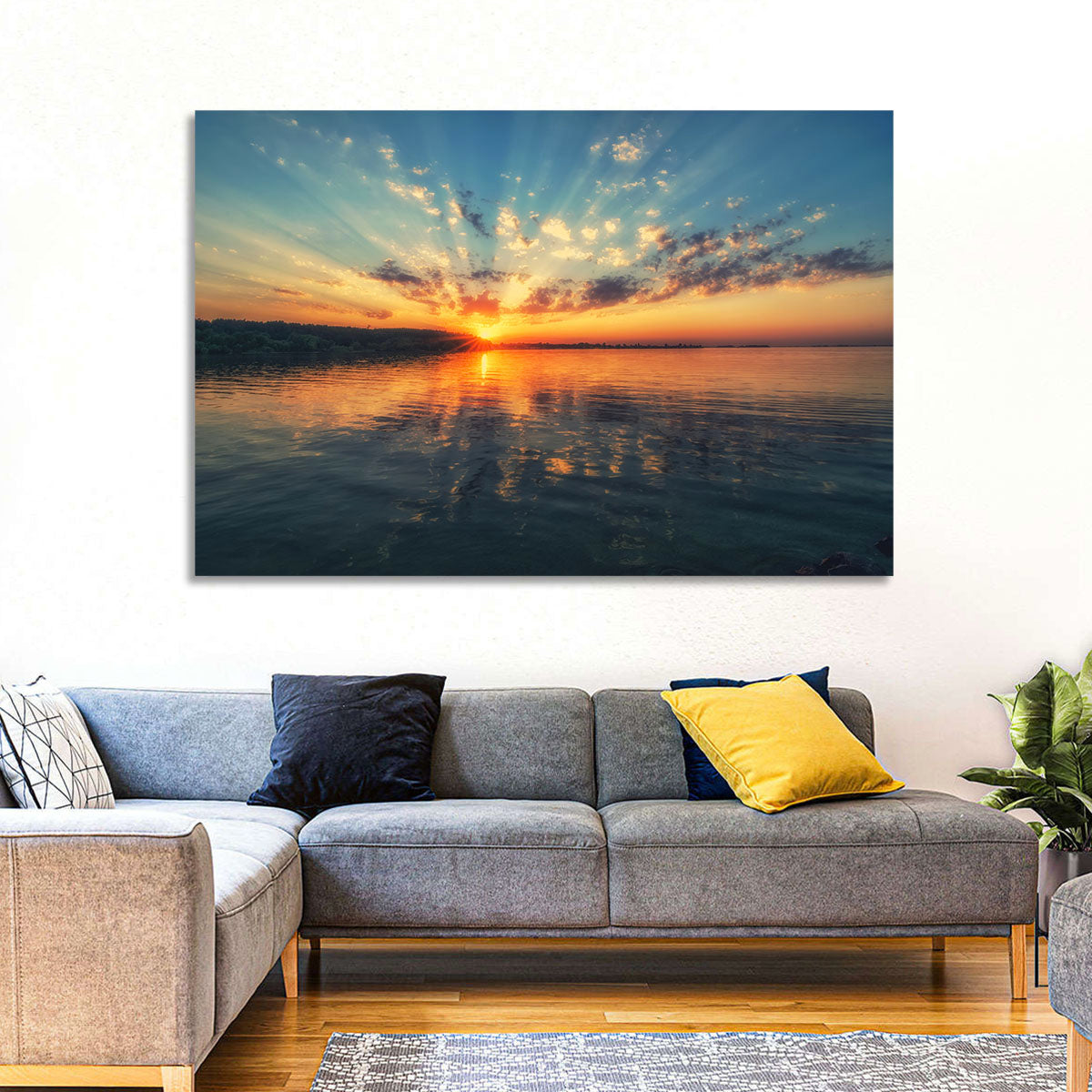 Sunburst Over River Wall Art