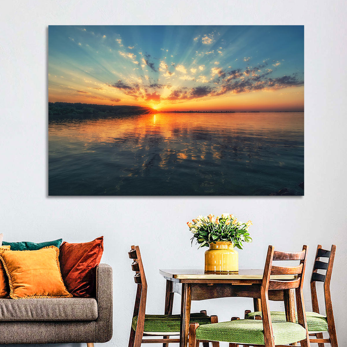 Sunburst Over River Wall Art