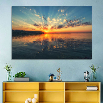 Sunburst Over River Wall Art