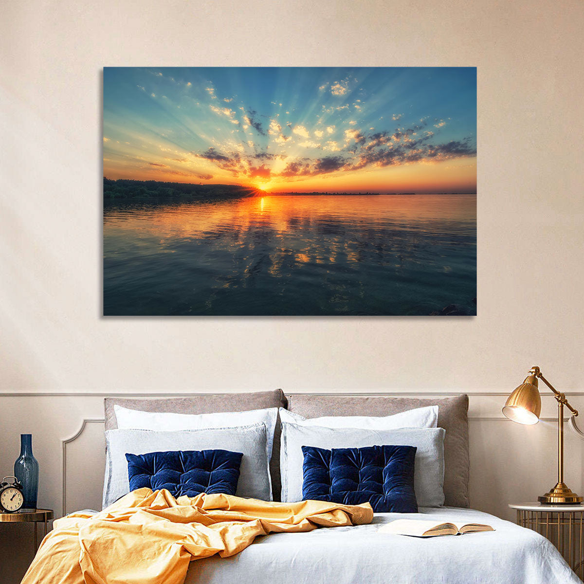 Sunburst Over River Wall Art