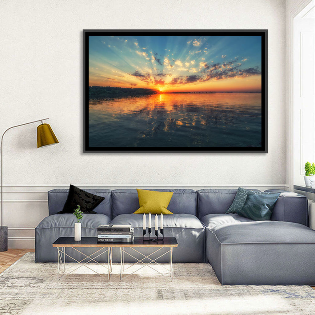 Sunburst Over River Wall Art