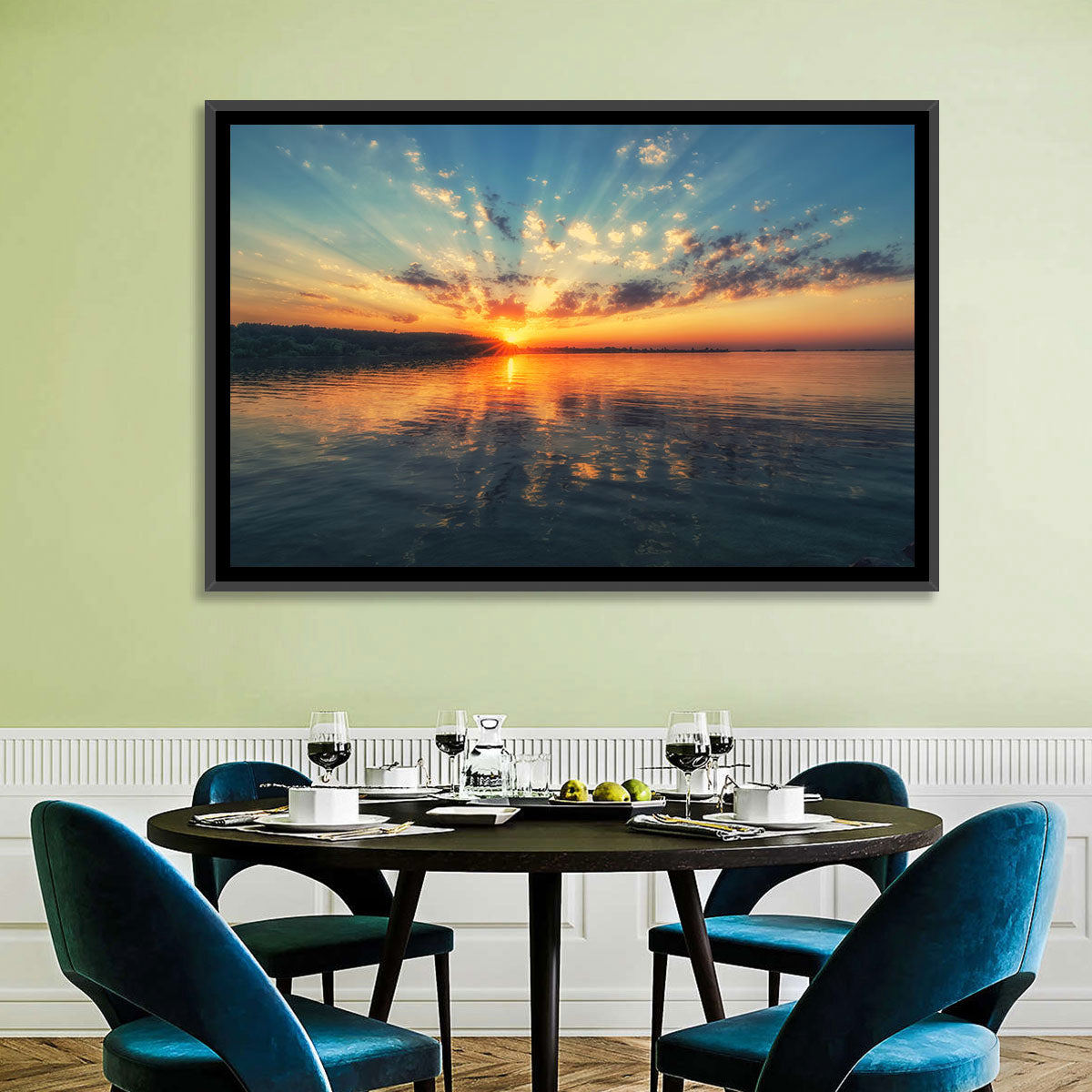 Sunburst Over River Wall Art