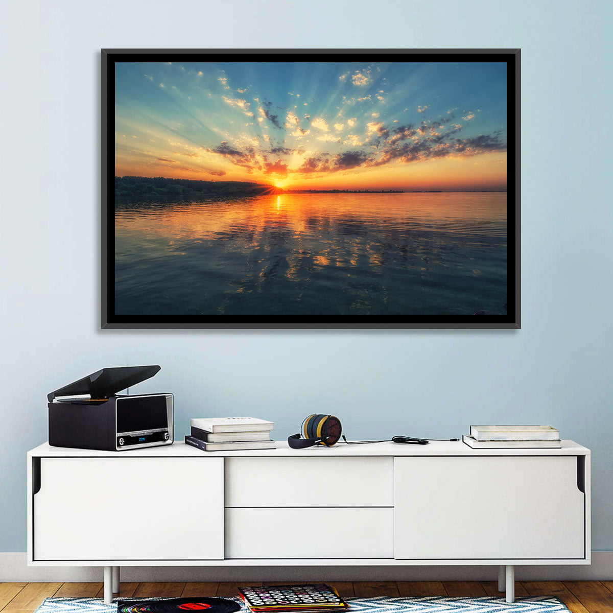 Sunburst Over River Wall Art