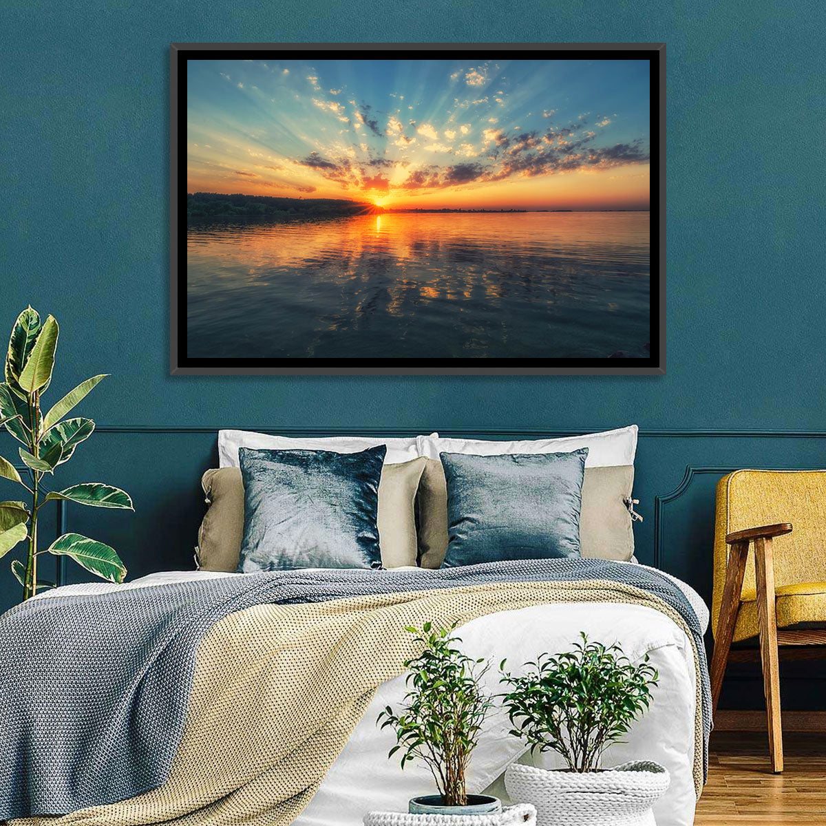 Sunburst Over River Wall Art