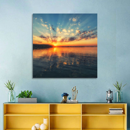 Sunburst Over River Wall Art