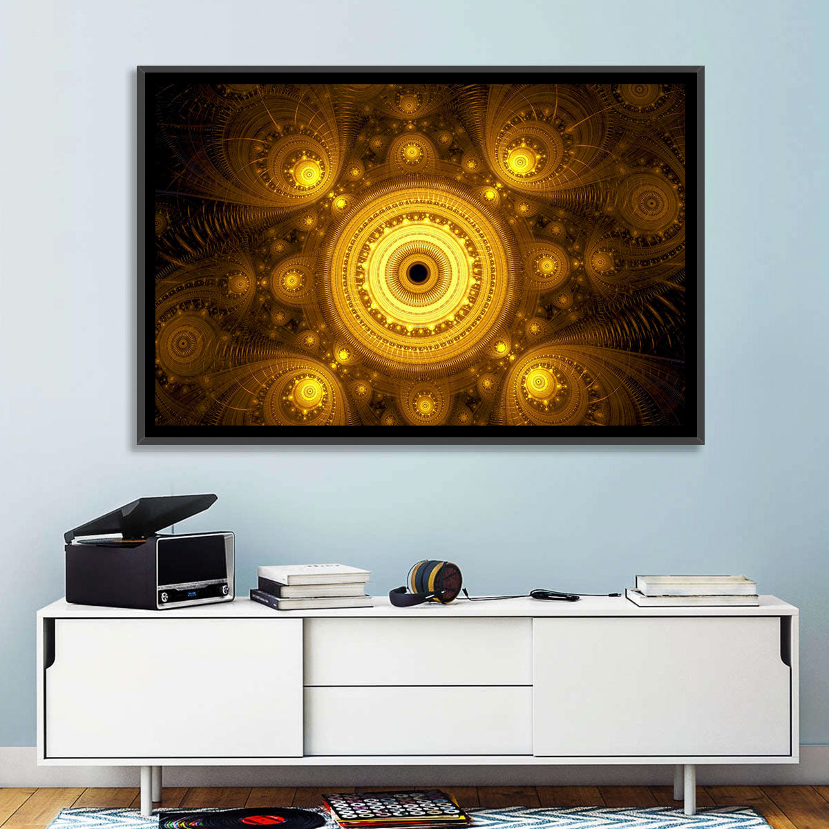 Golden Fractal Mandala Wall Art