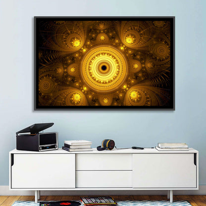 Golden Fractal Mandala Wall Art