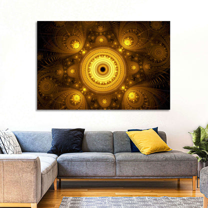 Golden Fractal Mandala Wall Art