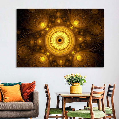 Golden Fractal Mandala Wall Art