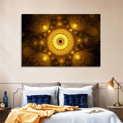 Golden Fractal Mandala Wall Art
