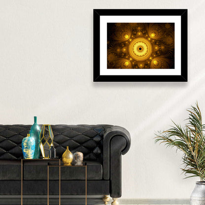 Golden Fractal Mandala Wall Art
