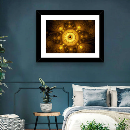 Golden Fractal Mandala Wall Art