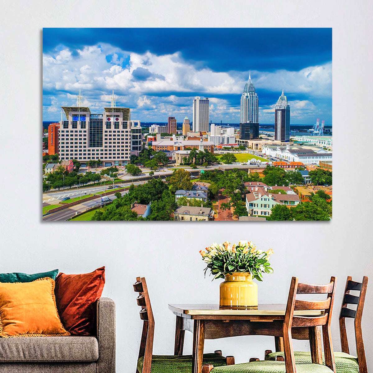 Mobile Skyline with Rsa Battle House Tower Wall Art