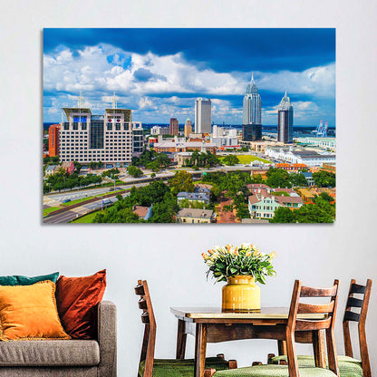 Mobile Skyline with Rsa Battle House Tower Wall Art
