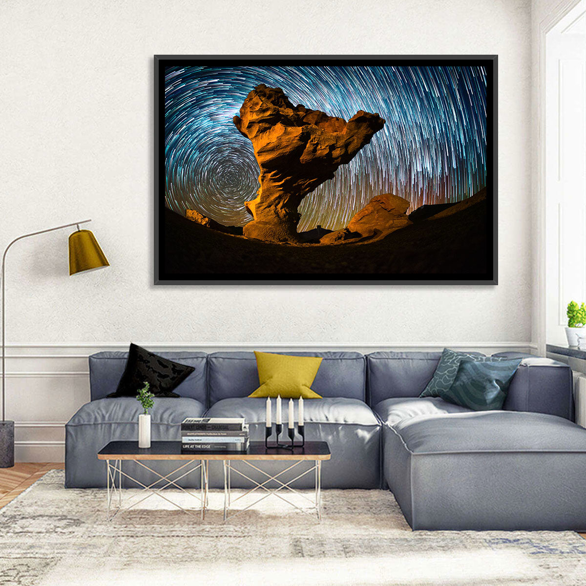 Arbol De Piedra Night Sky Wall Art in a room, landscape