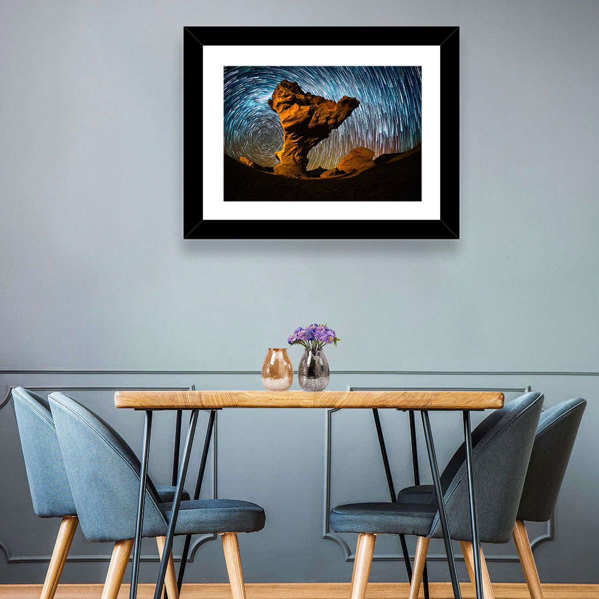 Arbol De Piedra Night Sky Wall Art in a room, landscape