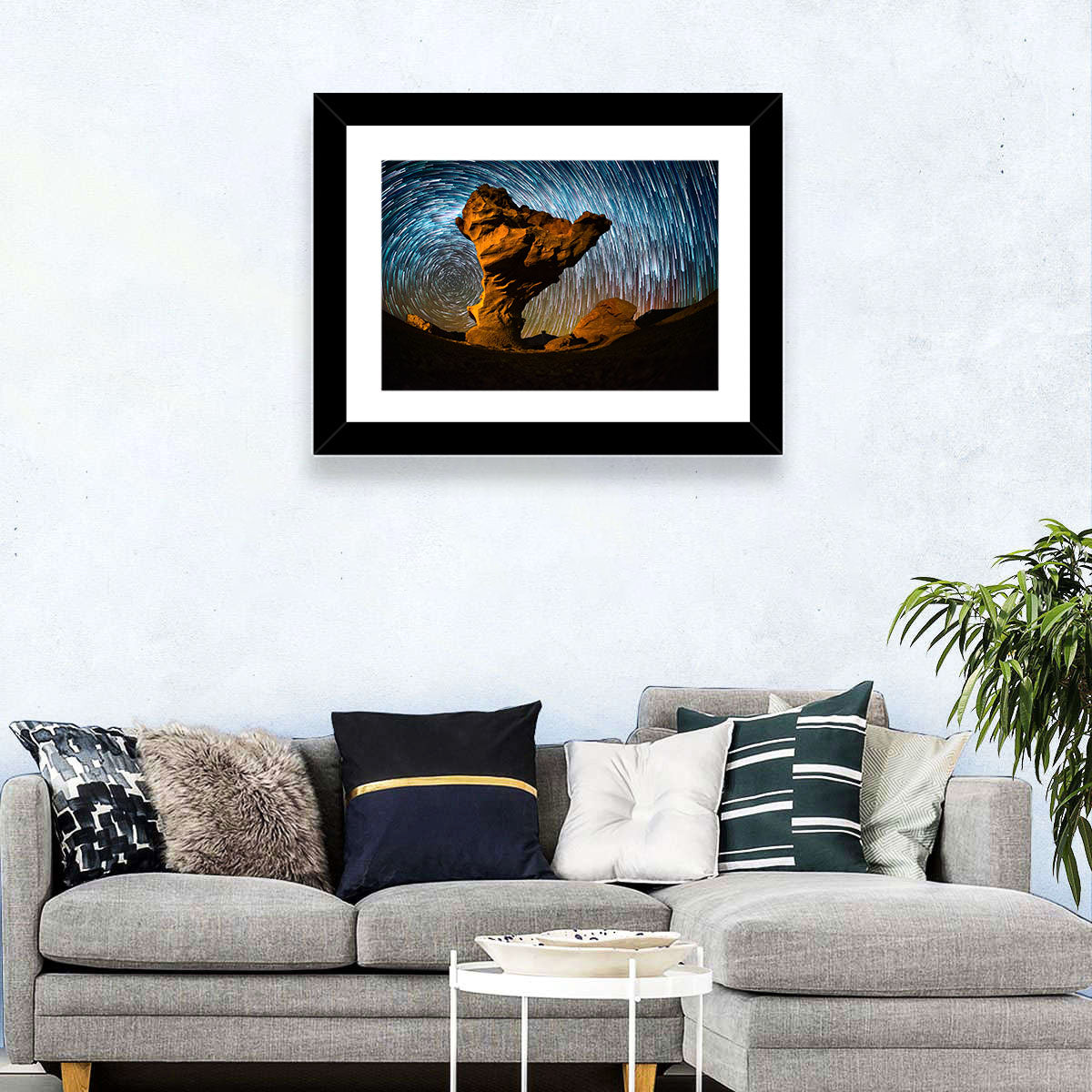 Arbol De Piedra Night Sky Wall Art in a room, landscape