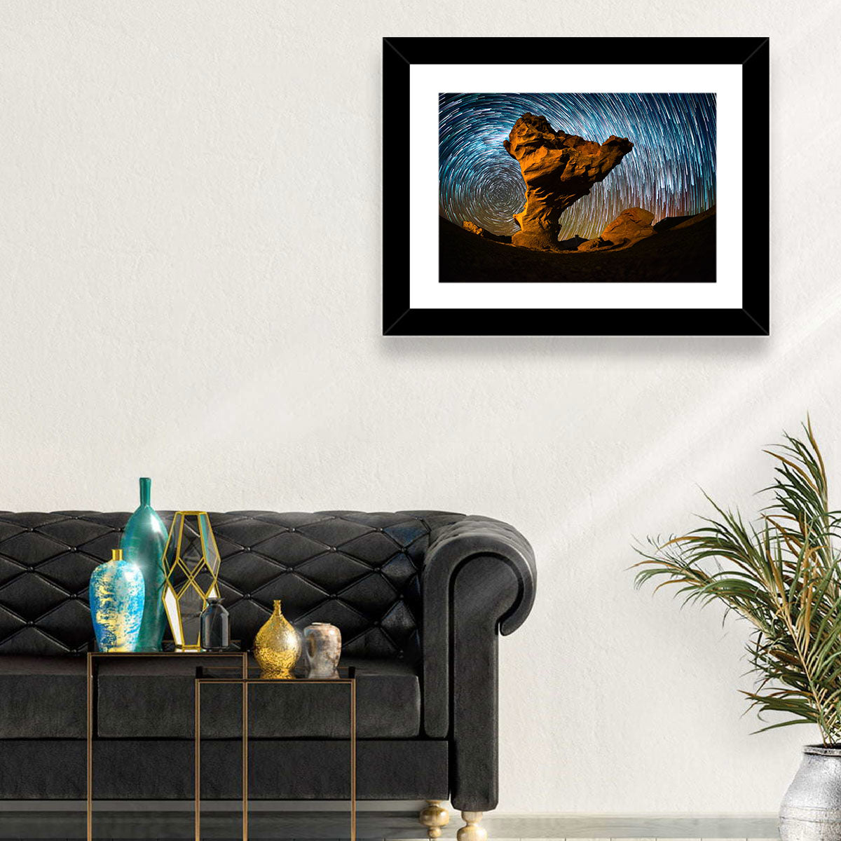 Arbol De Piedra Night Sky Wall Art in a room, landscape