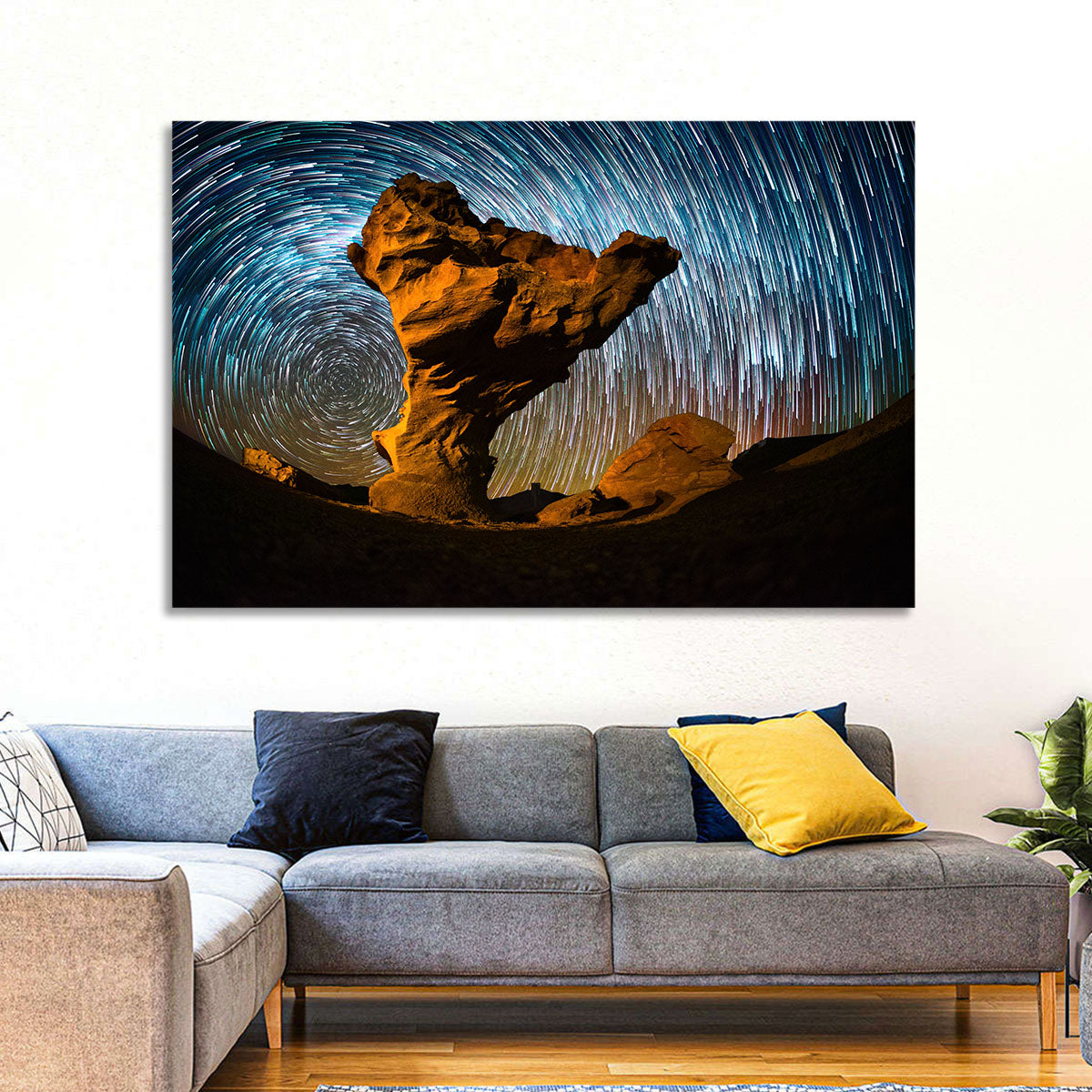 Arbol De Piedra Night Sky Wall Art in a room, landscape