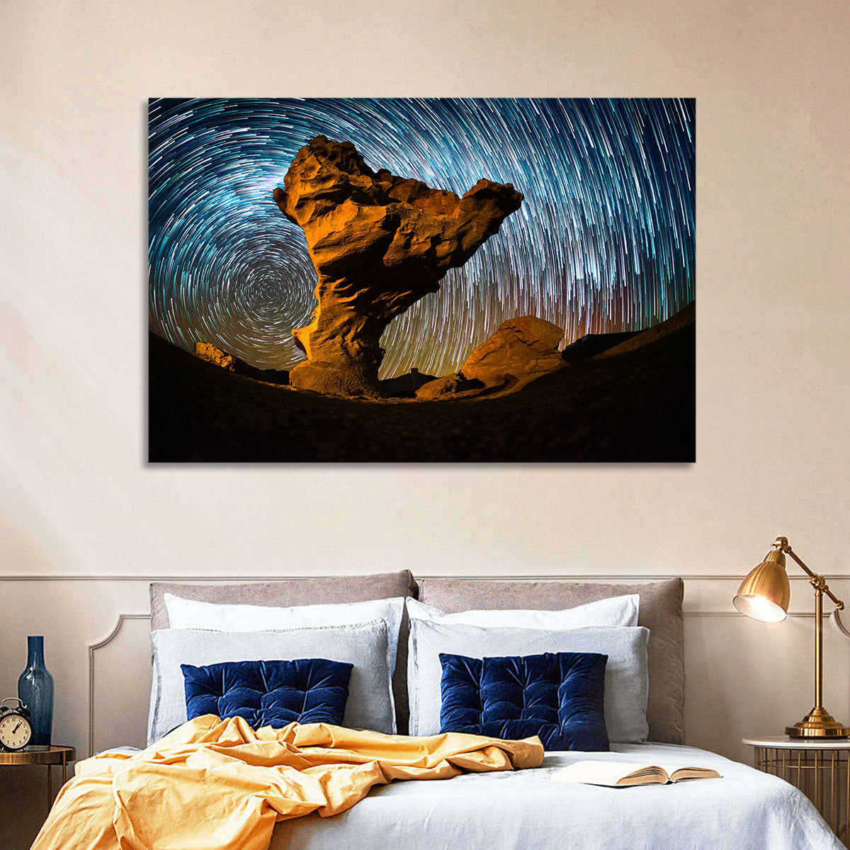 Arbol De Piedra Night Sky Wall Art in a room, landscape