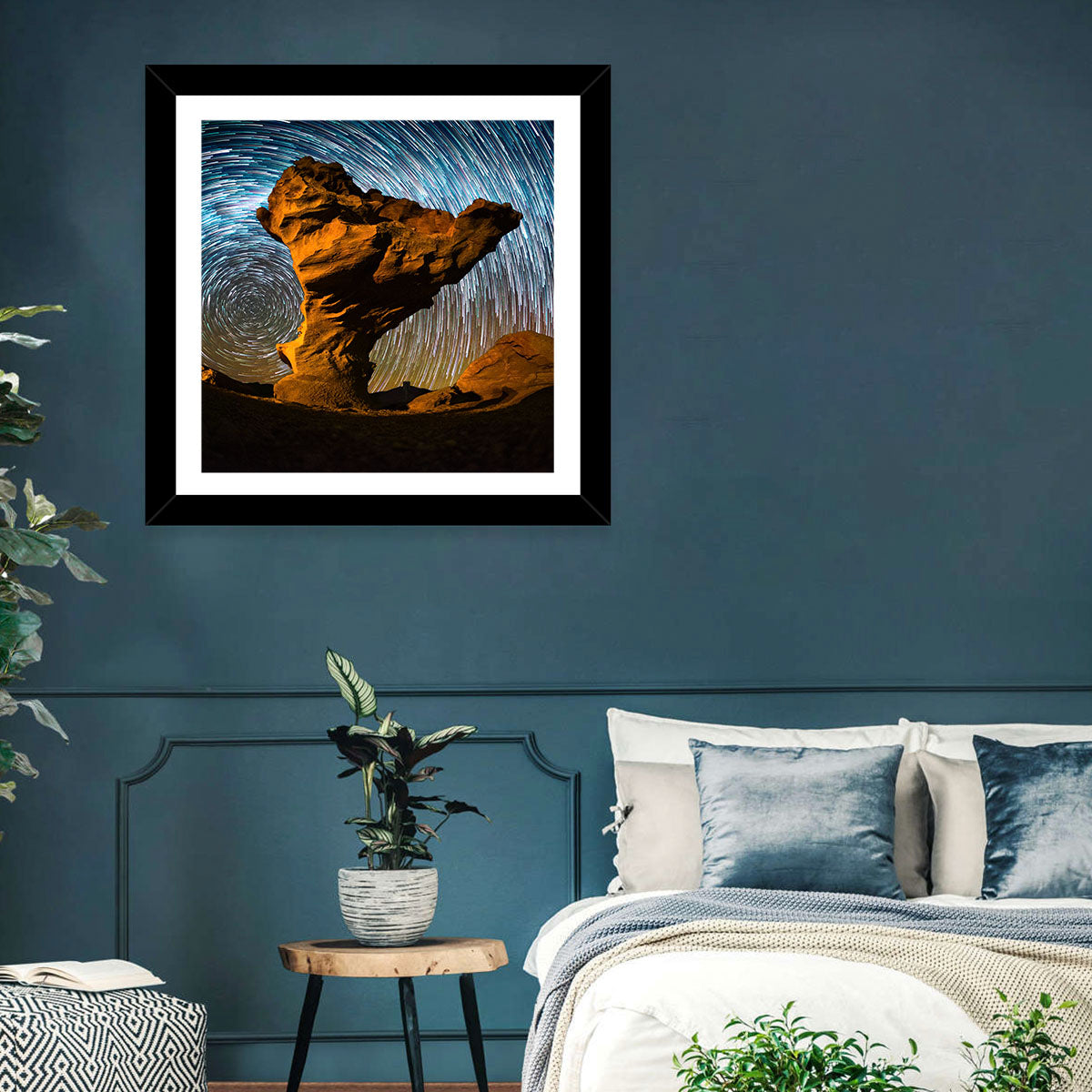 Arbol De Piedra Night Sky Wall Art in a room, landscape