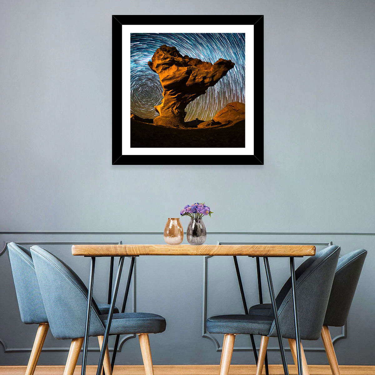 Arbol De Piedra Night Sky Wall Art in a room, landscape