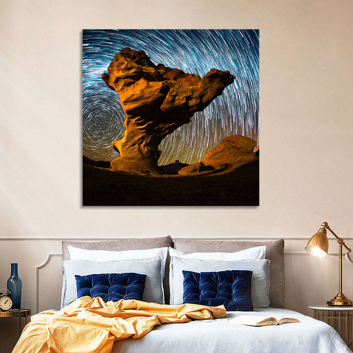 Arbol De Piedra Night Sky Wall Art in a room, landscape