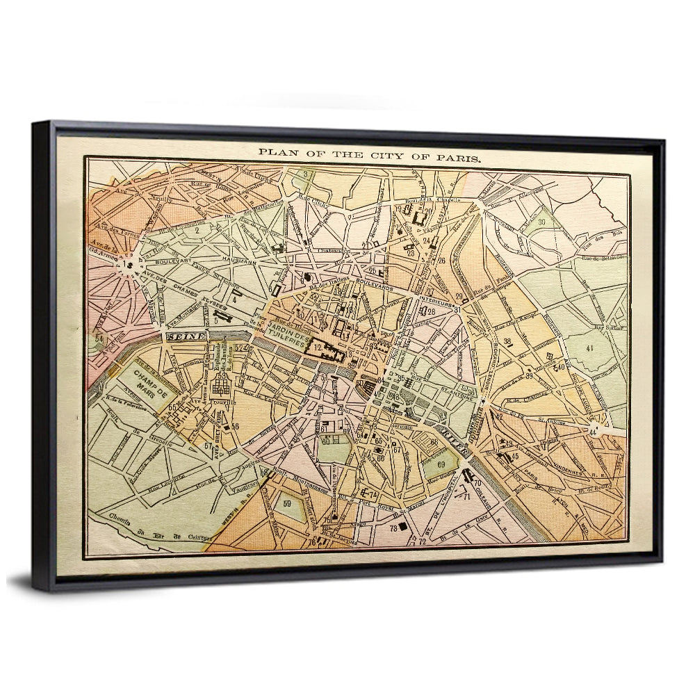 Plan of Paris Wall Art