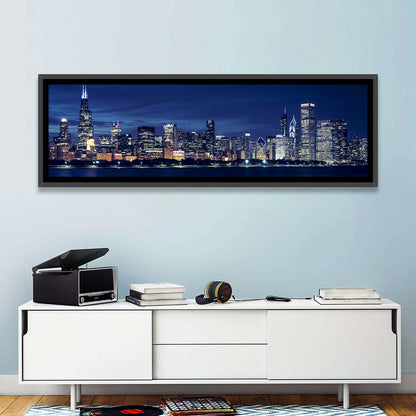 Chicago Night Skyline with Willis Tower Wall Art