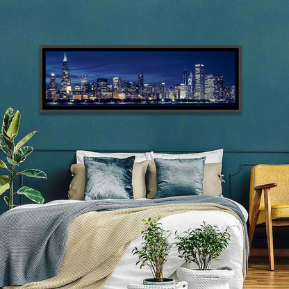 Chicago Night Skyline with Willis Tower Wall Art