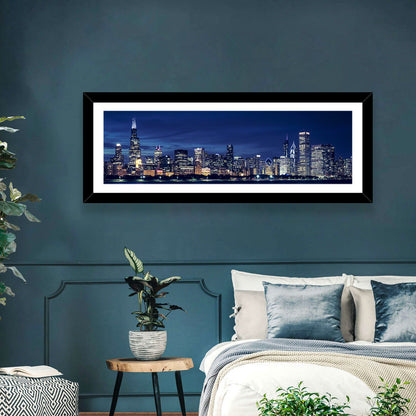 Chicago Night Skyline with Willis Tower Wall Art