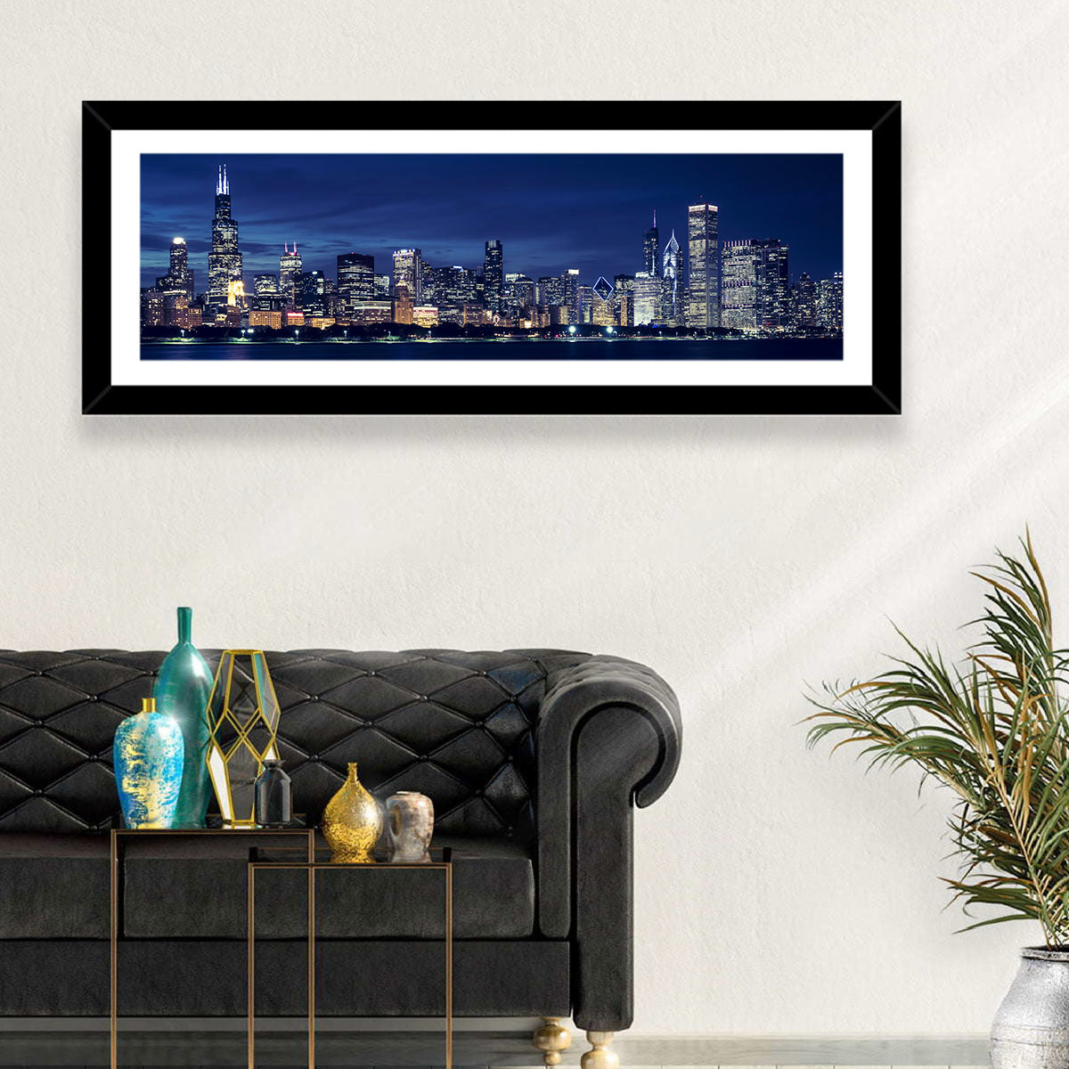 Chicago Night Skyline with Willis Tower Wall Art
