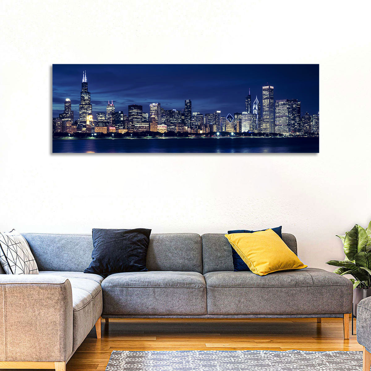Chicago Night Skyline with Willis Tower Wall Art