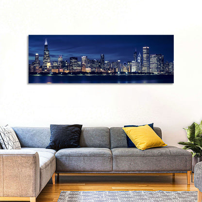 Chicago Night Skyline with Willis Tower Wall Art