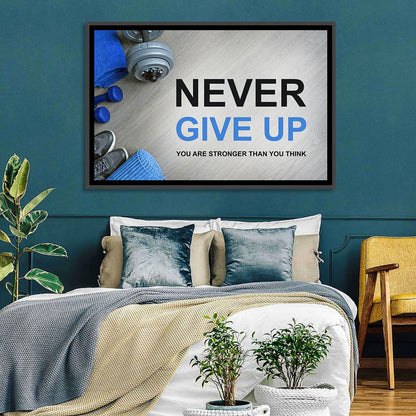 Never Give Up Fitness Typography Wall Art